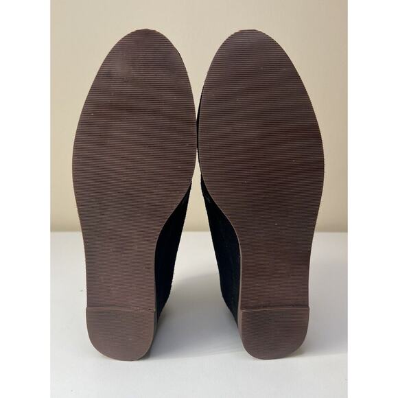 Anthropologie 80%20 Hidden Wedge Ankle Bootie Womens 10 Black Suede Toggle - Picture 11 of 13